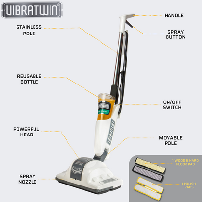 Vibratwin VT1000 PRO – Elektrický čistič podlah, koberců a čalouněných kobercových povrchů